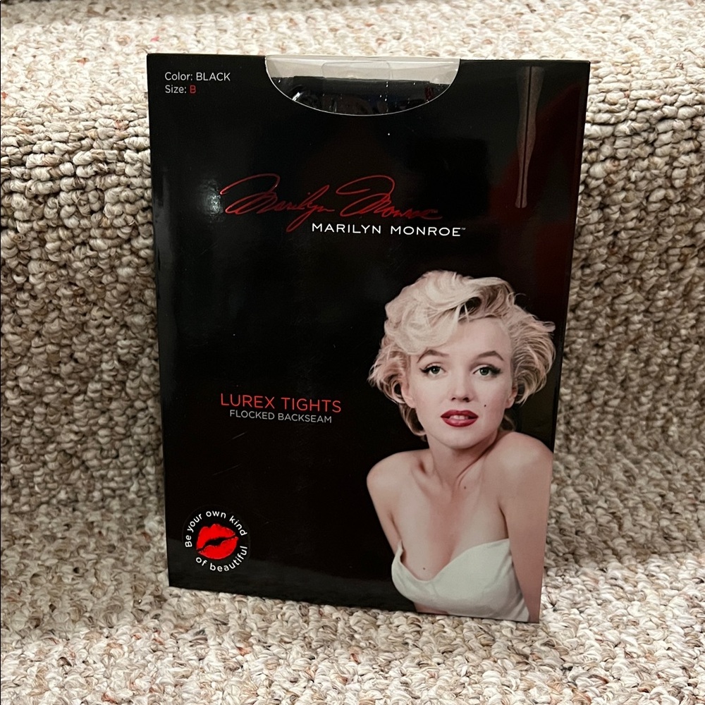 Marilyn Monroe Black Lurex Patterned Tights With Backseam Runs Down Back of Leg